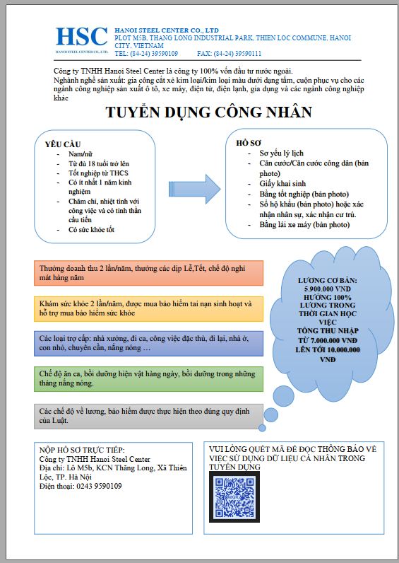 Tuyển dụng công nhân